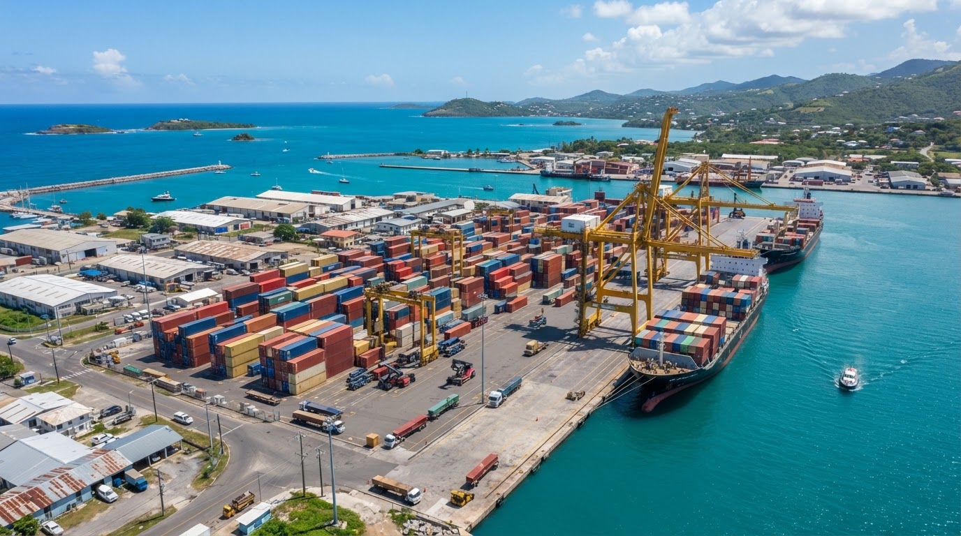Caribbean shipping port in Trinidad and Tobago